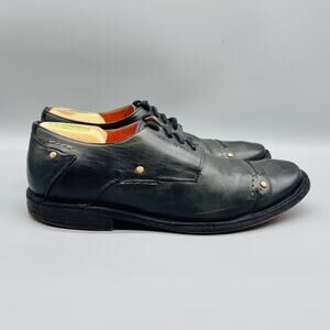 Bed Stu Shoes Mens 9.5 Black Leather Cobbler Series Cap Toe Lace Up Casual